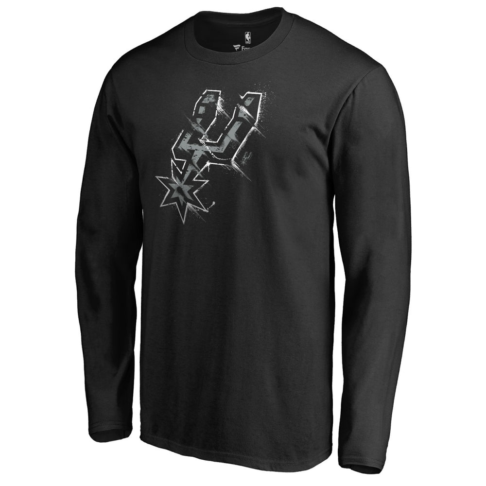 Black San Antonio Spurs Splatter Logo Long Sleeve T-Shirt | NBA