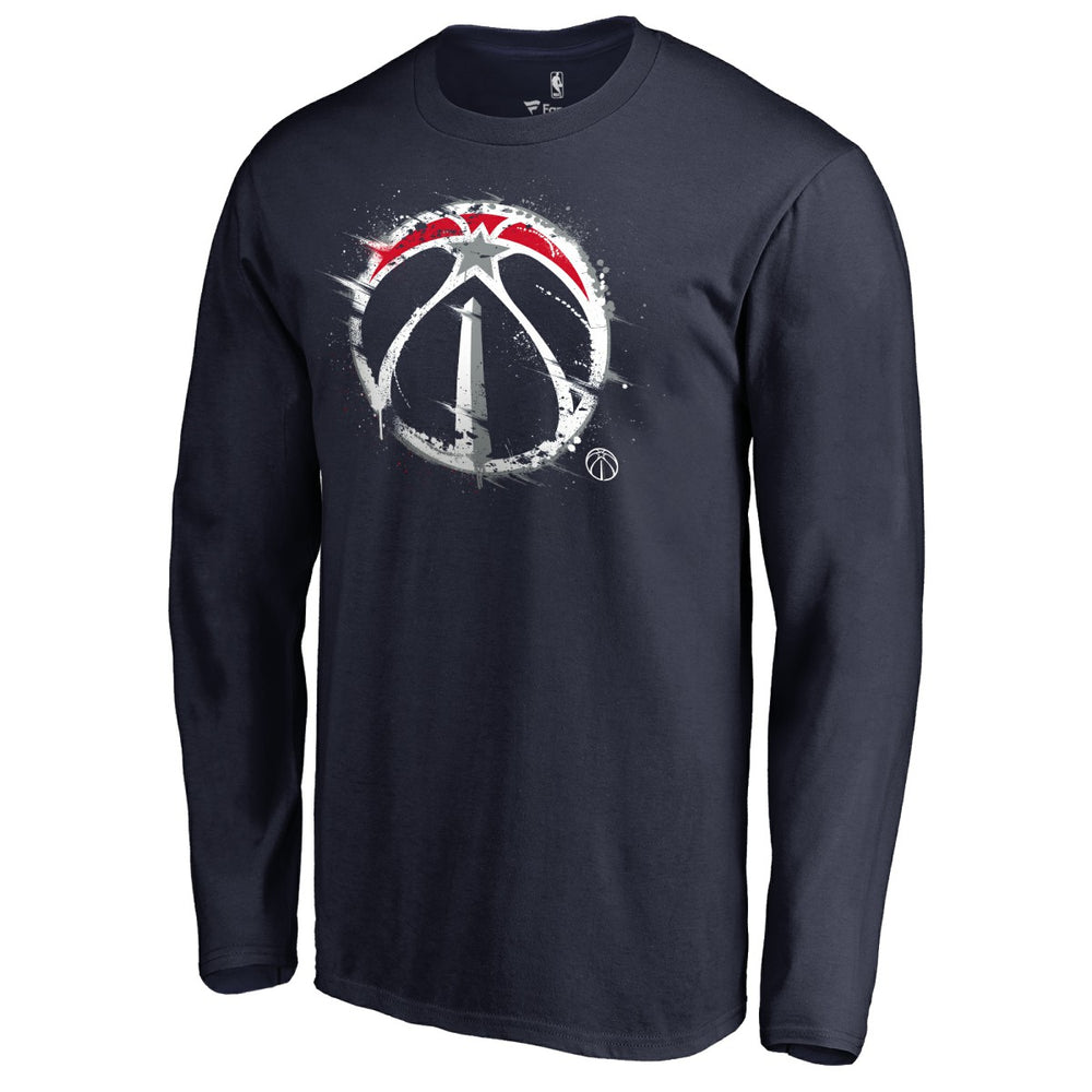 Navy Washington Wizards Splatter Logo Long Sleeve T-Shirt | NBA