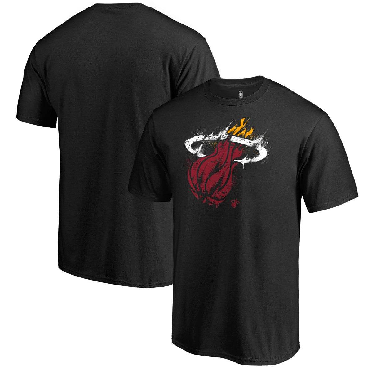 Black Miami Heat Splatter Logo T-Shirt | NBA