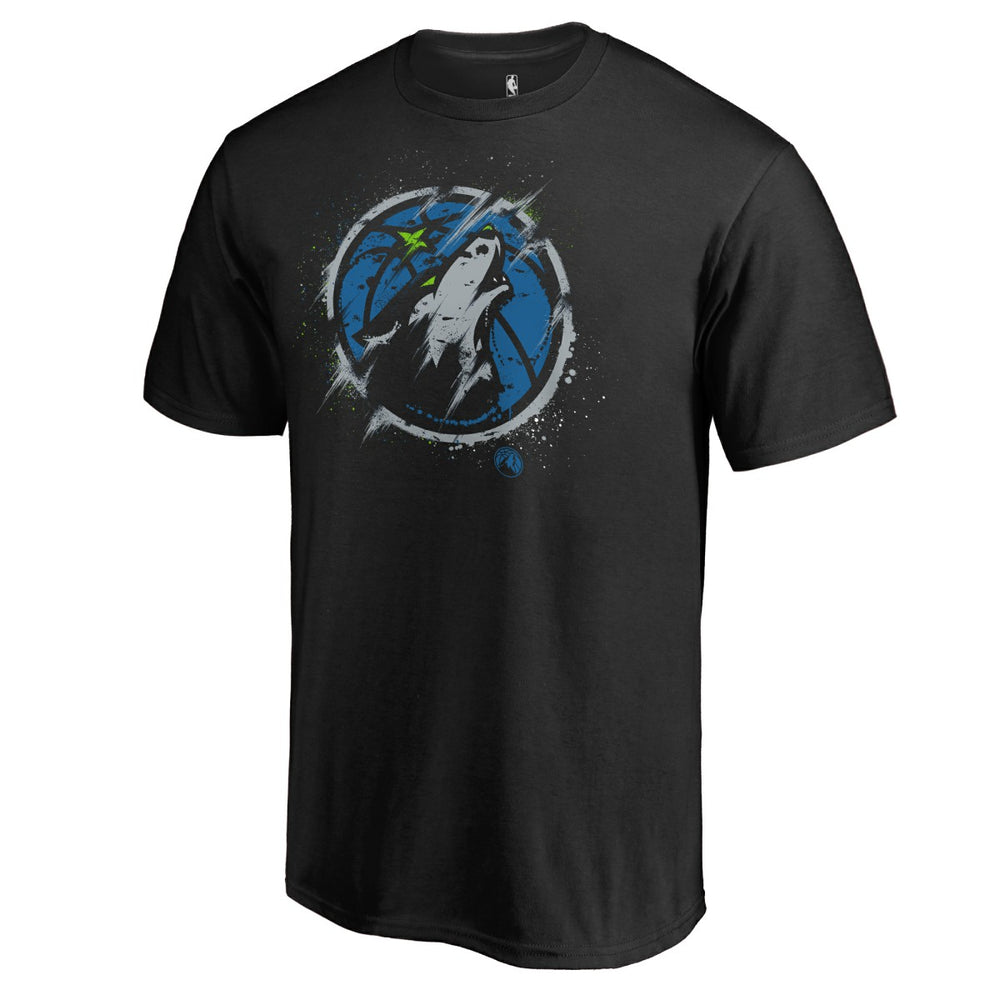 Black Minnesota Timberwolves Splatter Logo T-Shirt | NBA