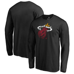 Black Miami Heat Splatter Logo Long Sleeve T-Shirt | NBA