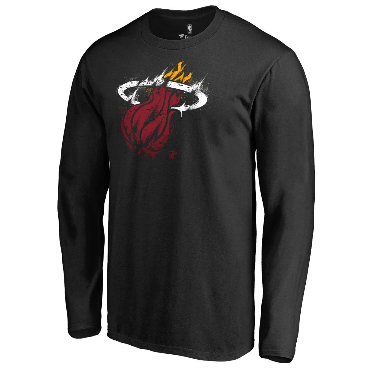Black Miami Heat Splatter Logo Long Sleeve T-Shirt | NBA