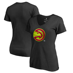 Black Atlanta Hawks Women's Midnight Mascot V-Neck T-Shirt | NBA