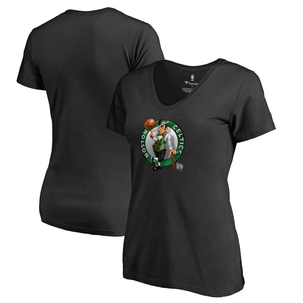 Black Boston Celtics Women's Midnight Mascot V-Neck T-Shirt | NBA