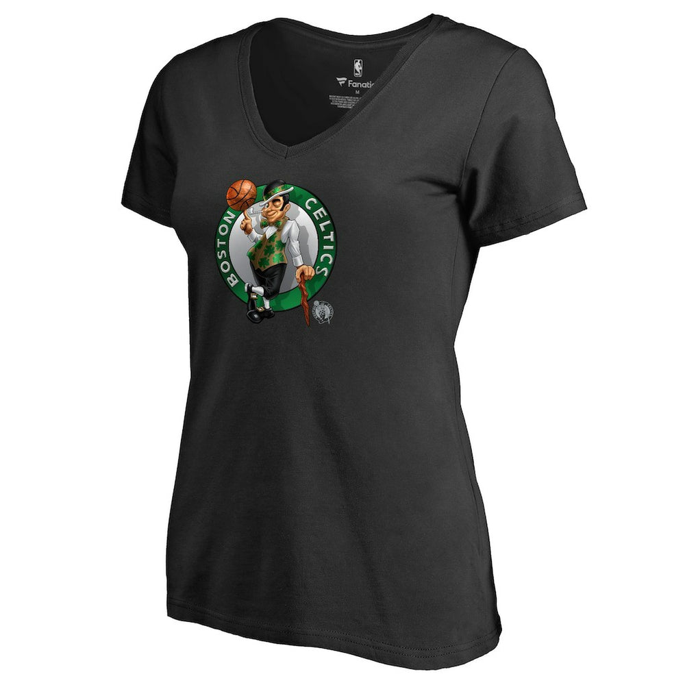 Black Boston Celtics Women's Midnight Mascot V-Neck T-Shirt | NBA