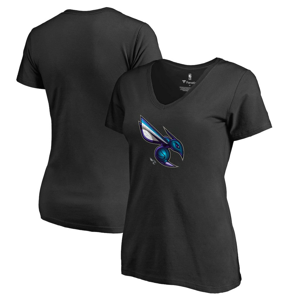 Black Charlotte Hornets Women's Midnight Mascot V-Neck T-Shirt | NBA