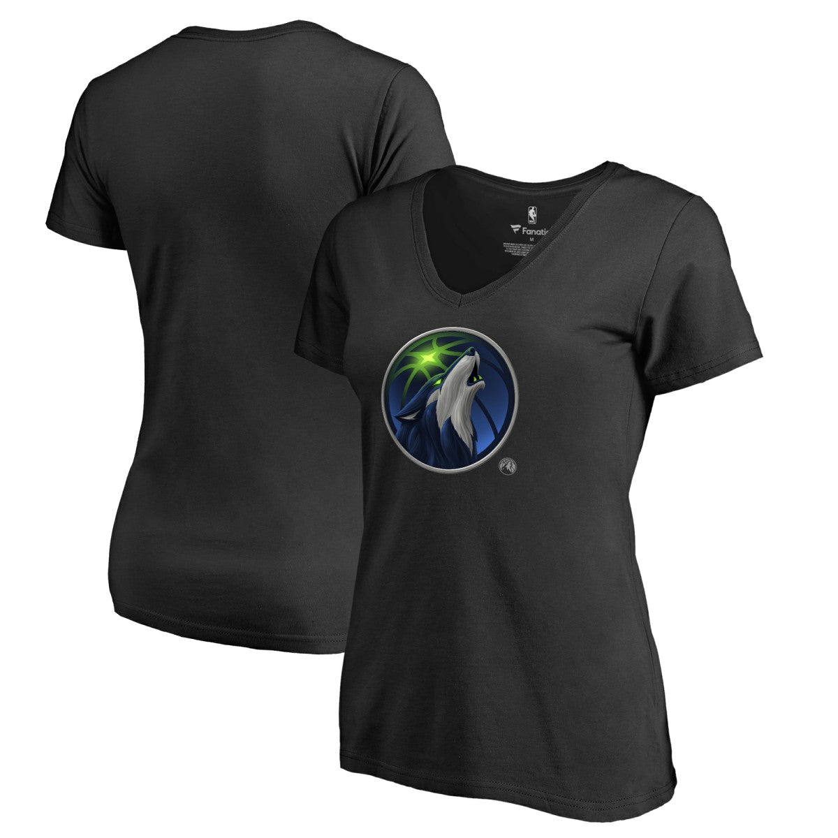 Black Minnesota Timberwolves Women's Midnight Mascot V-Neck T-Shirt | NBA