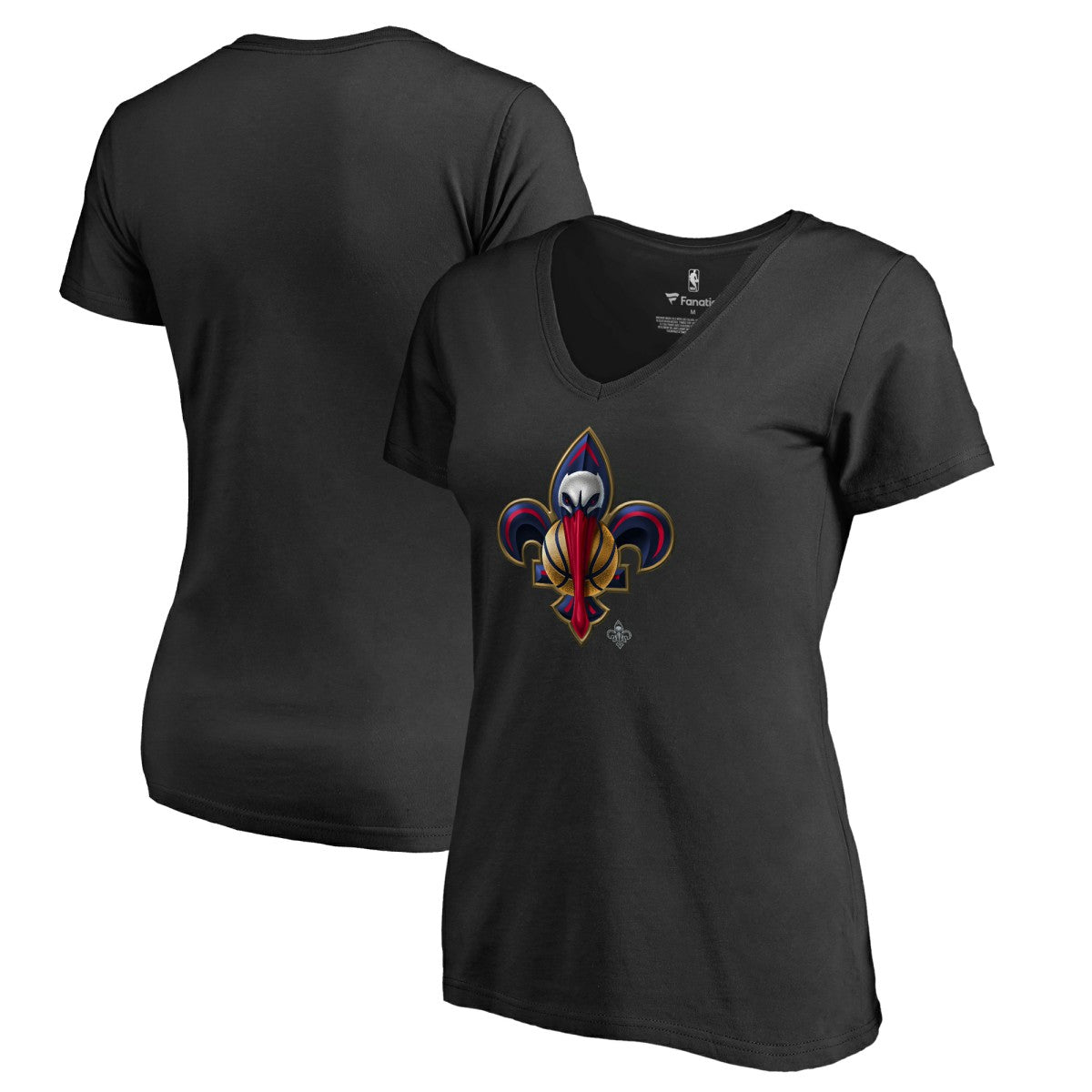 Black New Orleans Pelicans Women's Midnight Mascot V-Neck T-Shirt | NBA