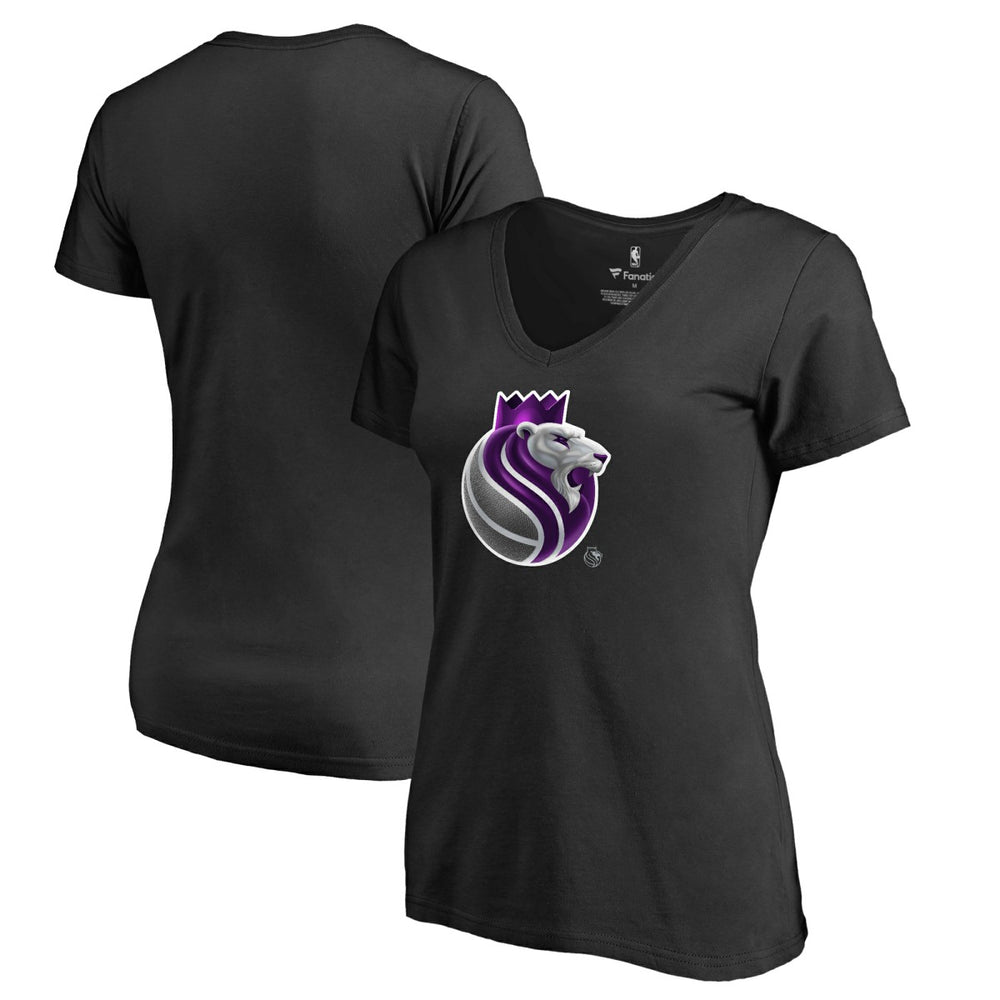 Black Sacramento Kings Women's Midnight Mascot V-Neck T-Shirt | NBA