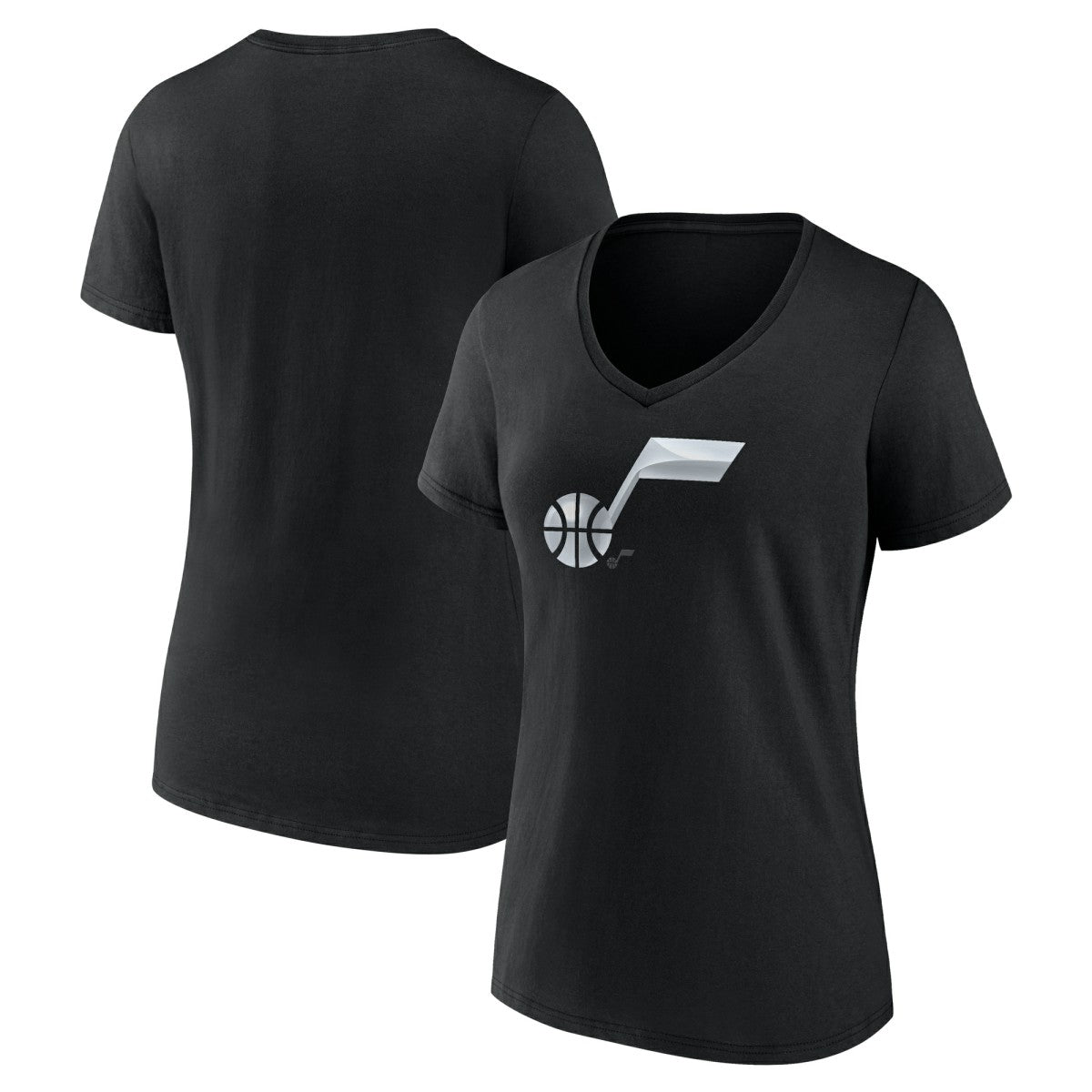 Black Utah Jazz Women's Midnight Mascot V-Neck T-Shirt | NBA