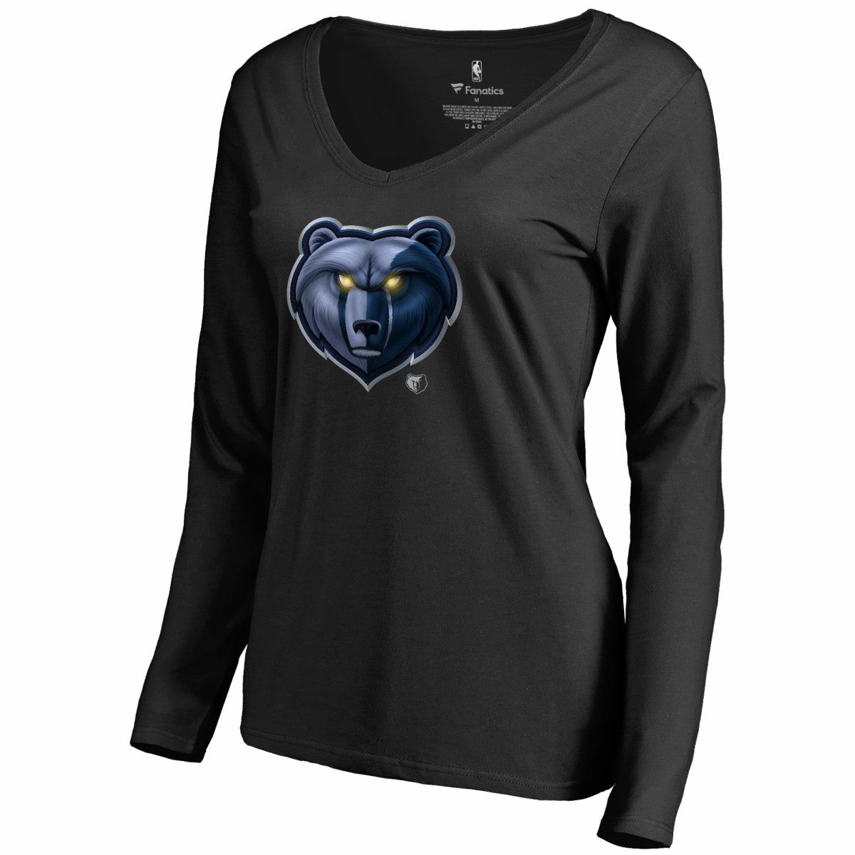 Black Memphis Grizzlies Women's Midnight Mascot Long Sleeve V-Neck T-Shirt | NBA