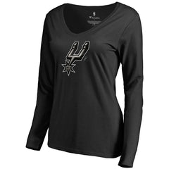 Black San Antonio Spurs Women's Midnight Mascot Long Sleeve V-Neck T-Shirt | NBA