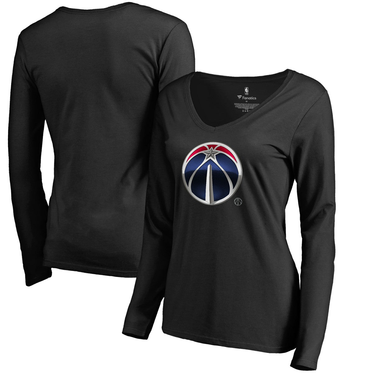 Black Washington Wizards Women's Midnight Mascot Long Sleeve V-Neck T-Shirt | NBA