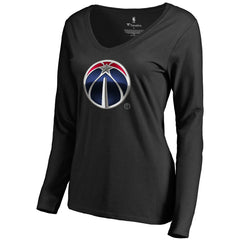 Black Washington Wizards Women's Midnight Mascot Long Sleeve V-Neck T-Shirt | NBA