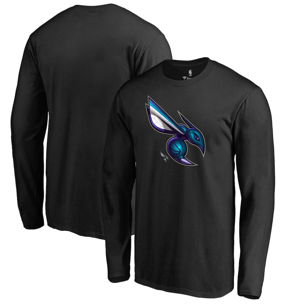 Black Charlotte Hornets Midnight Mascot Long Sleeve T-Shirt | NBA