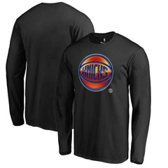 Black New York Knicks Midnight Mascot Long Sleeve T-Shirt | NBA