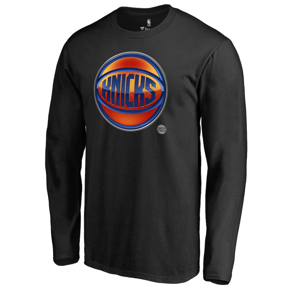 Black New York Knicks Midnight Mascot Long Sleeve T-Shirt | NBA