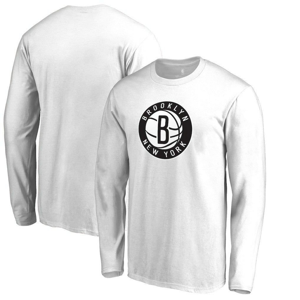 White Brooklyn Nets Alternate Logo Long Sleeve T-Shirt | NBA