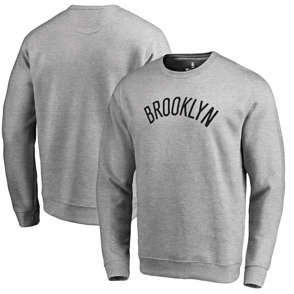 Heathered Gray Brooklyn Nets Wordmark Pullover Sweatshirt | NBA
