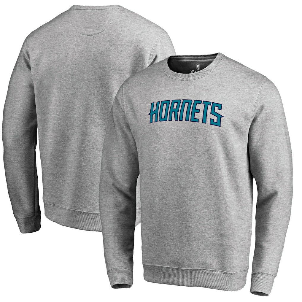 Heathered Gray Charlotte Hornets Wordmark Pullover Sweatshirt | NBA