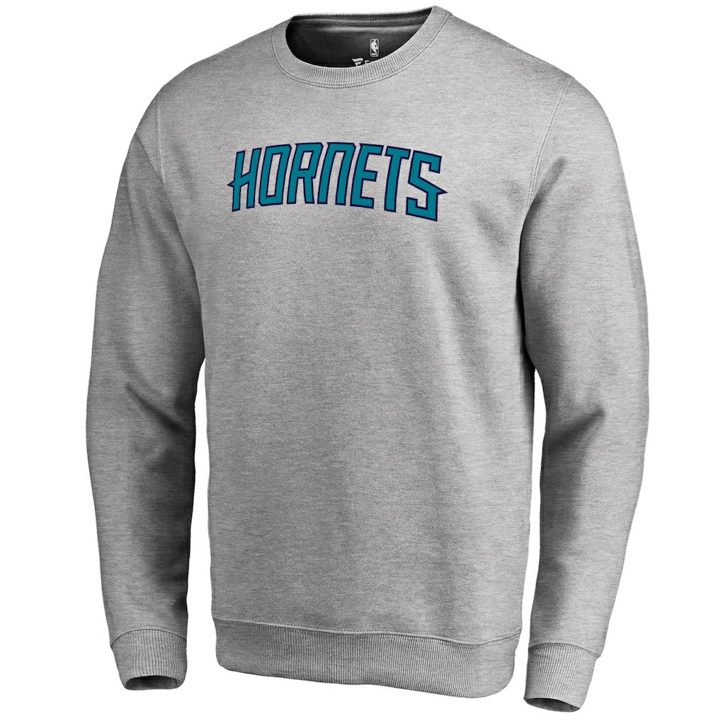 Heathered Gray Charlotte Hornets Wordmark Pullover Sweatshirt | NBA