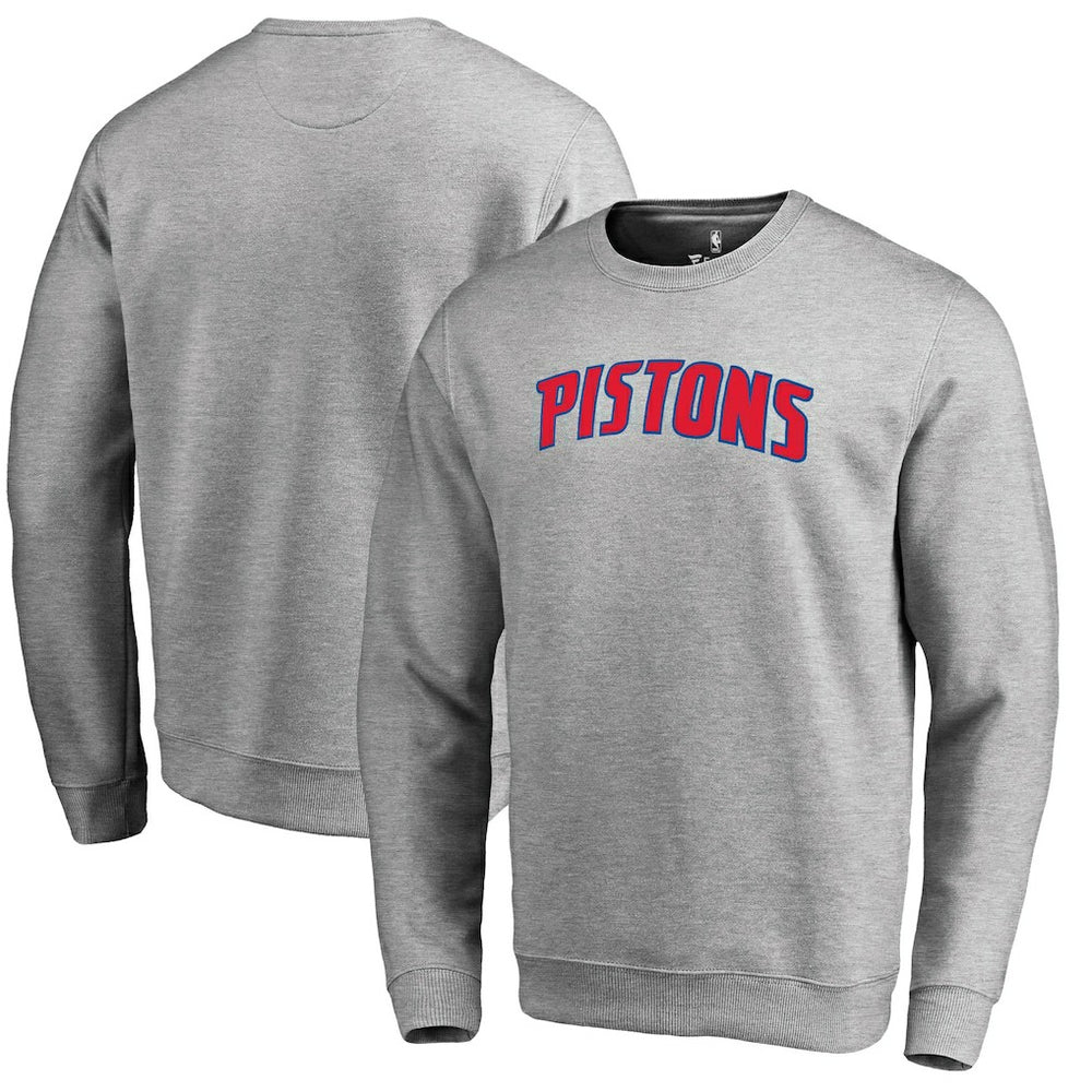 Heathered Gray Detroit Pistons Wordmark Pullover Sweatshirt sale | NBA