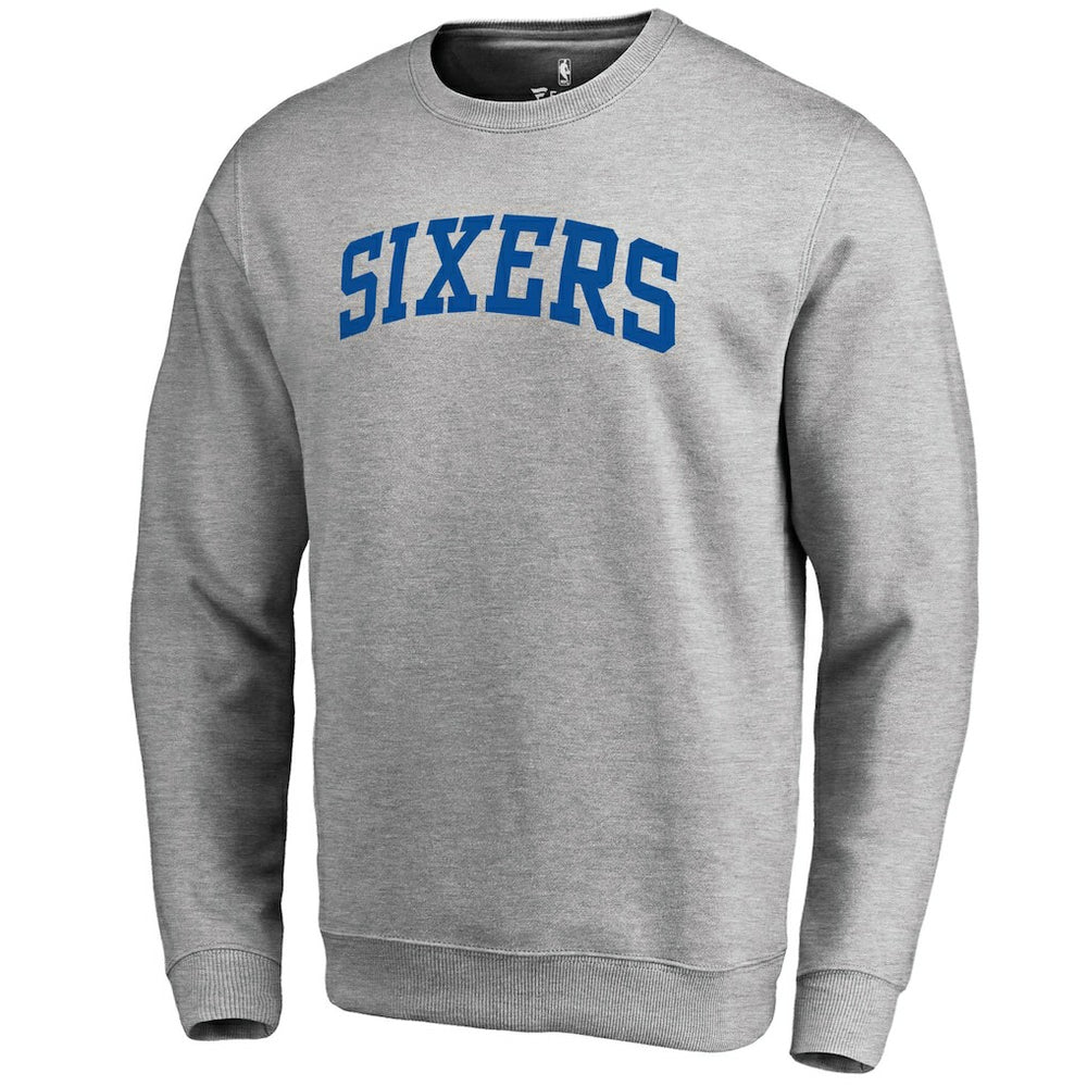 Heathered Gray Philadelphia 76ers Wordmark II Pullover Sweatshirt | NBA