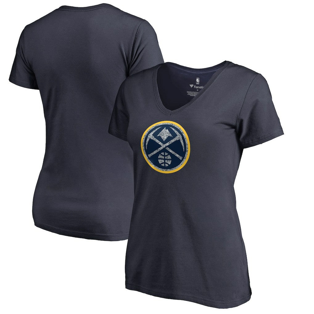 Navy Denver Nuggets Women's Static Logo V-Neck T-Shirt sale | NBA