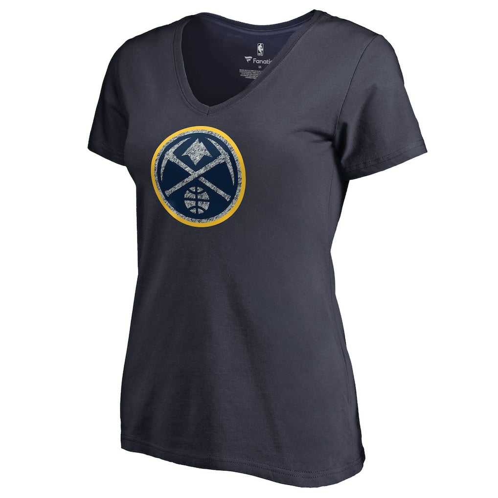 Navy Denver Nuggets Women's Static Logo V-Neck T-Shirt sale | NBA