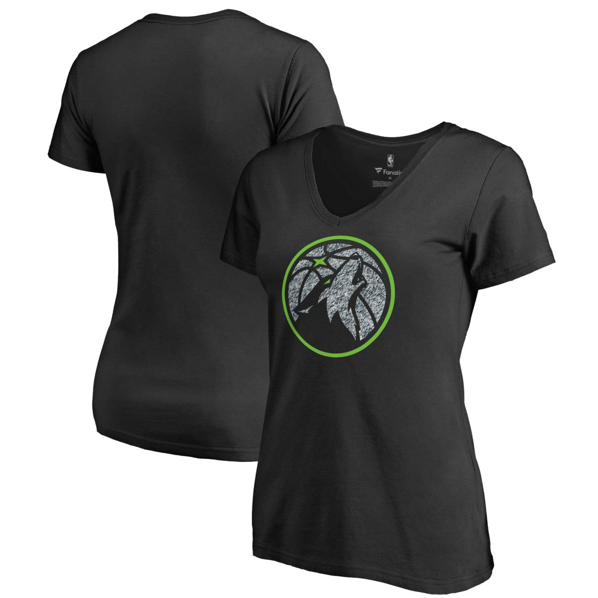 Black Minnesota Timberwolves Women's Static Logo V-Neck T-Shirt | NBA