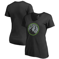 Black Minnesota Timberwolves Women's Static Logo V-Neck T-Shirt | NBA