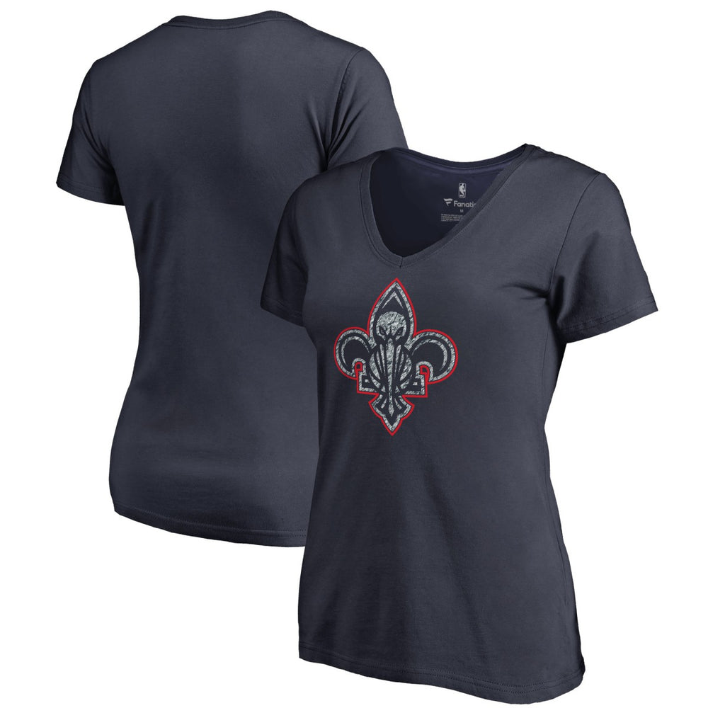 Navy New Orleans Pelicans Women's Static Logo V-Neck T-Shirt | NBA