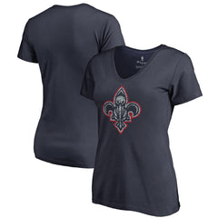 Navy New Orleans Pelicans Women's Static Logo V-Neck T-Shirt | NBA