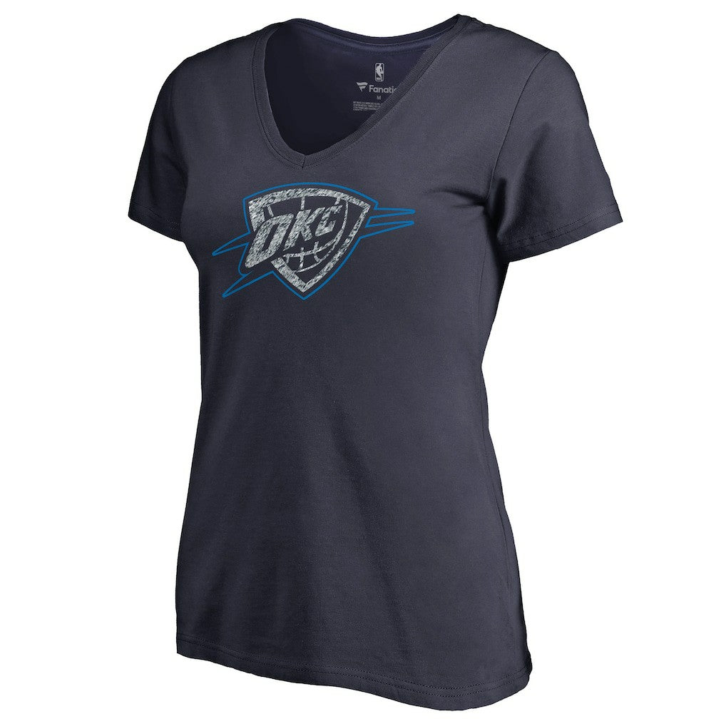 Navy Oklahoma City Thunder Women's Static Logo V-Neck T-Shirt | NBA