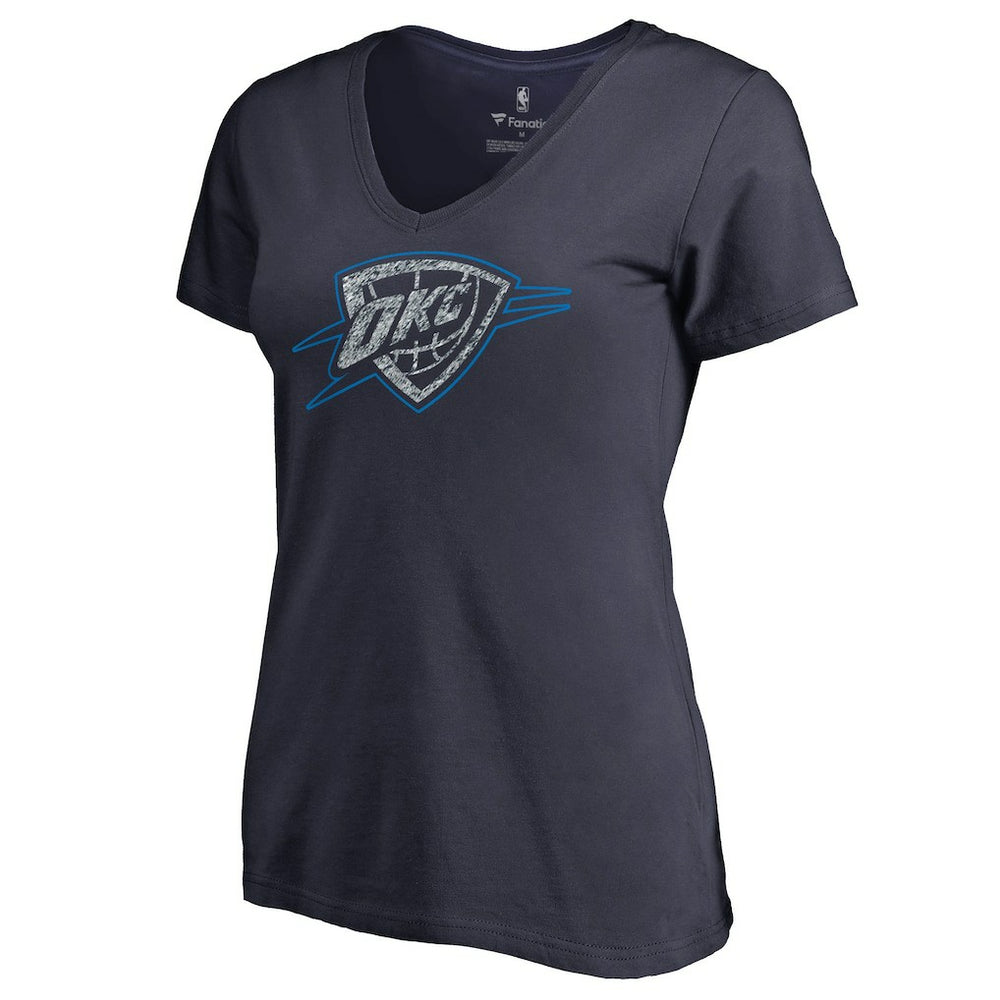 Navy Oklahoma City Thunder Women's Static Logo V-Neck T-Shirt | NBA