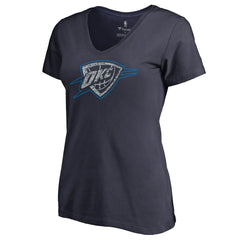 Navy Oklahoma City Thunder Women's Static Logo V-Neck T-Shirt | NBA