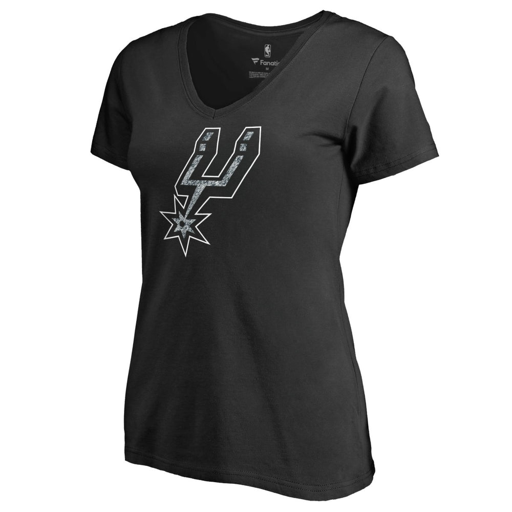Black San Antonio Spurs Women's Static Logo V-Neck T-Shirt | NBA