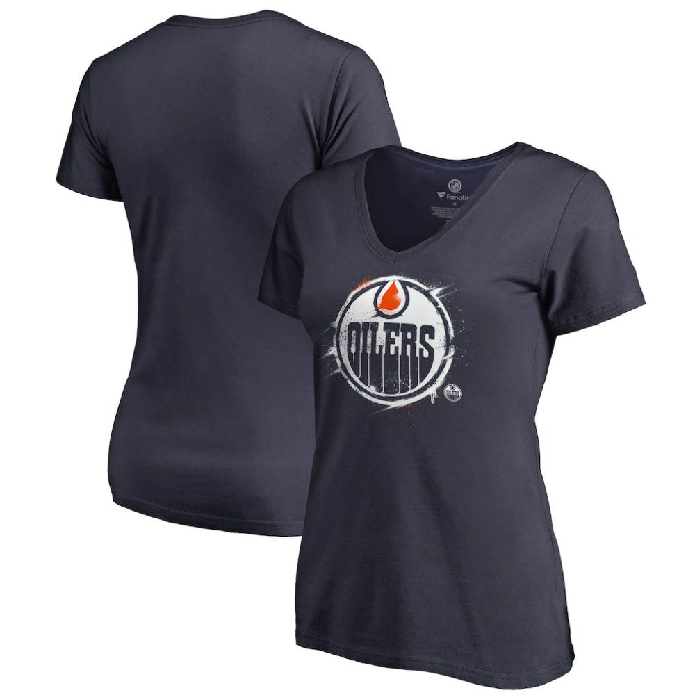 Edmonton Oilers Women's Splatter Logo V-Neck T-Shirt -  NHL T-shirts
