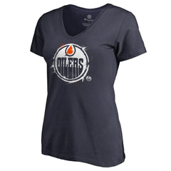 Edmonton Oilers Women's Splatter Logo V-Neck T-Shirt -  NHL T-shirts