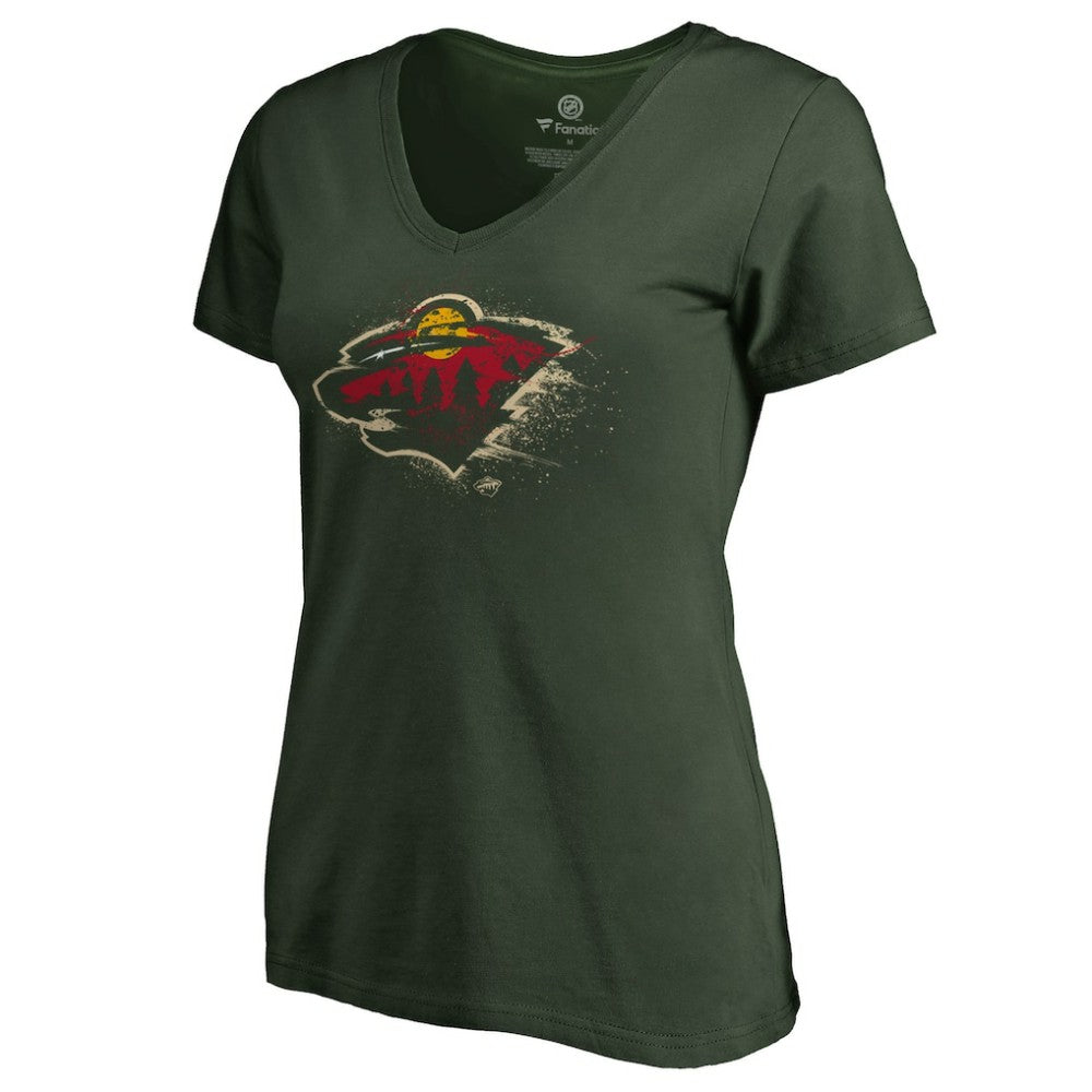 Minnesota Wild Women's Splatter Logo V-Neck T-Shirt -  NHL T-shirts
