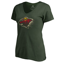 Minnesota Wild Women's Splatter Logo V-Neck T-Shirt -  NHL T-shirts
