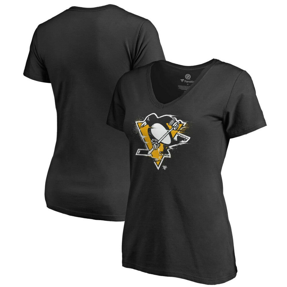 Pittsburgh Penguins Women's Splatter Logo V-Neck T-Shirt -  NHL T-shirts