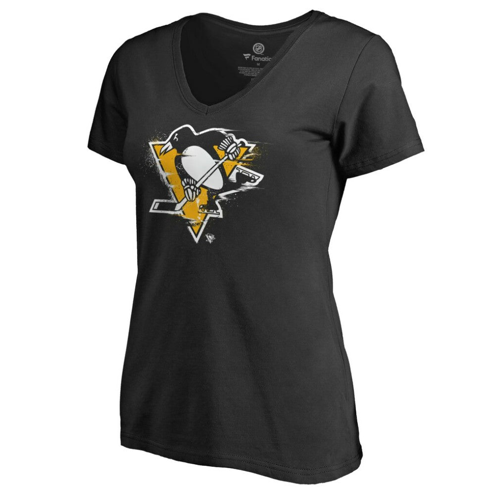 Pittsburgh Penguins Women's Splatter Logo V-Neck T-Shirt -  NHL T-shirts