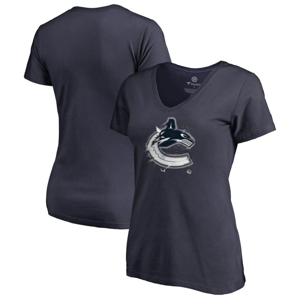 Vancouver Canucks Women's Splatter Logo V-Neck T-Shirt -  NHL T-shirts