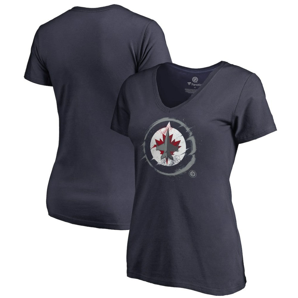 Winnipeg Jets Women's Splatter Logo V-Neck T-Shirt -  NHL T-shirts