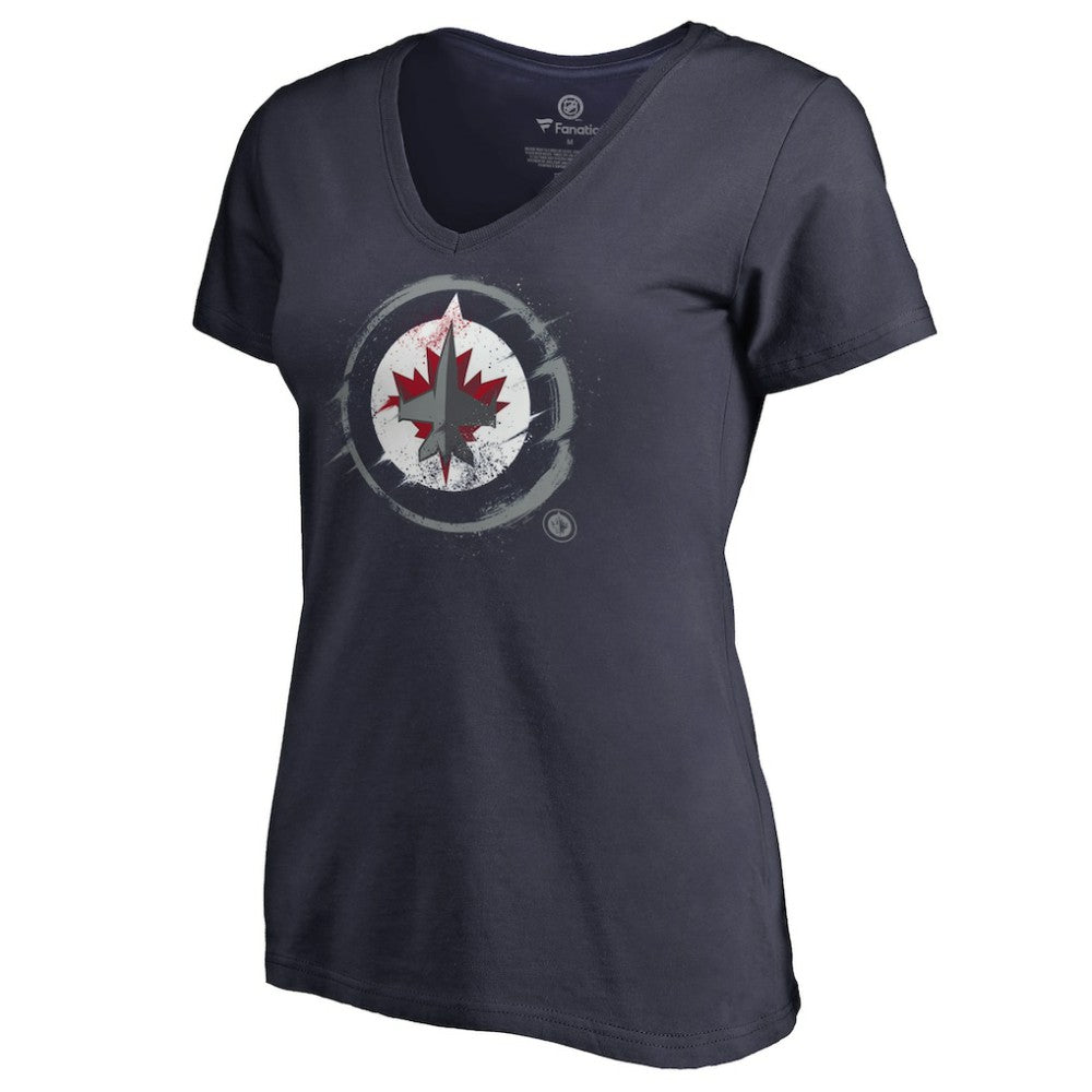 Winnipeg Jets Women's Splatter Logo V-Neck T-Shirt -  NHL T-shirts