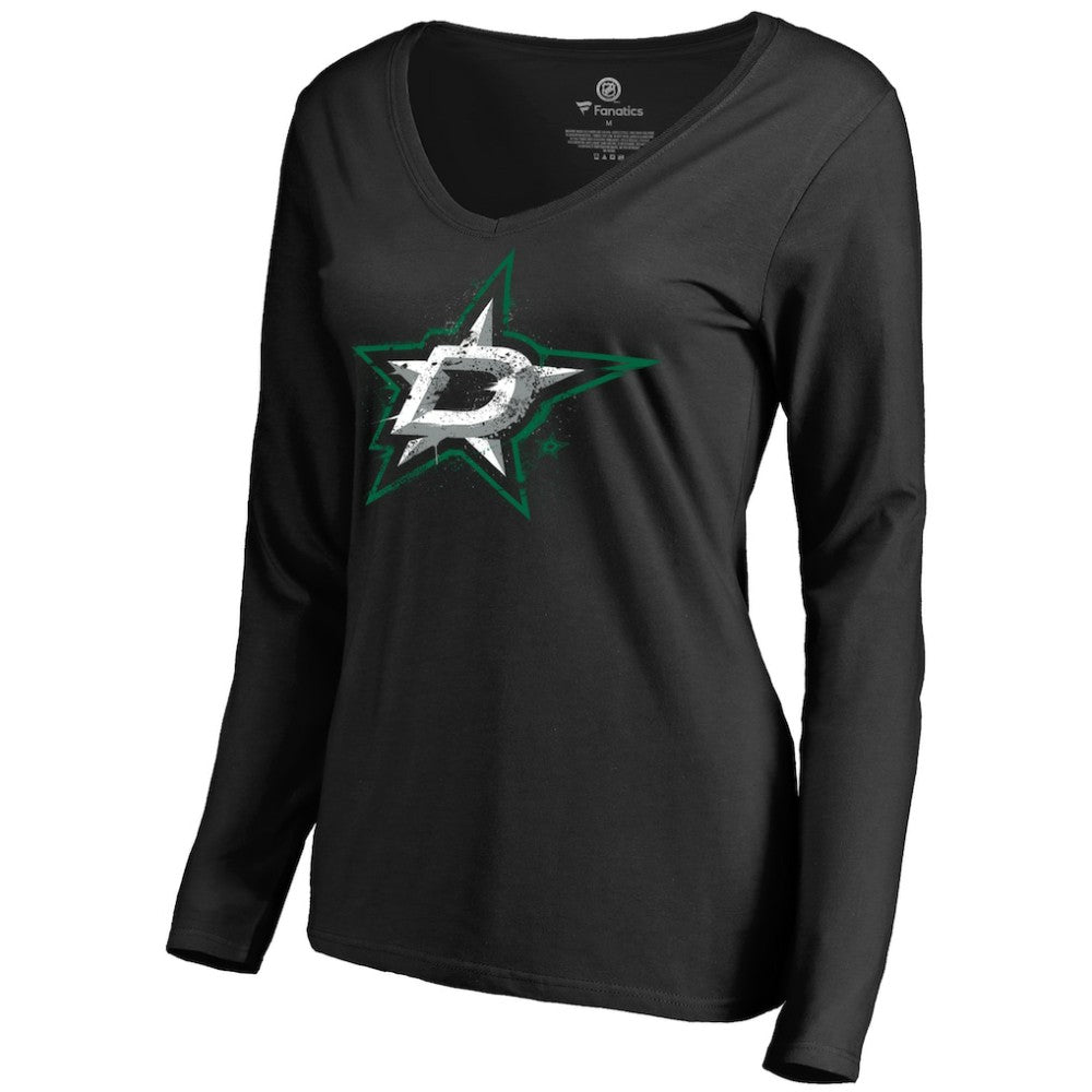 Dallas Stars Women's Splatter Logo V-Neck Long Sleeve T-Shirt -  NHL T-shirts