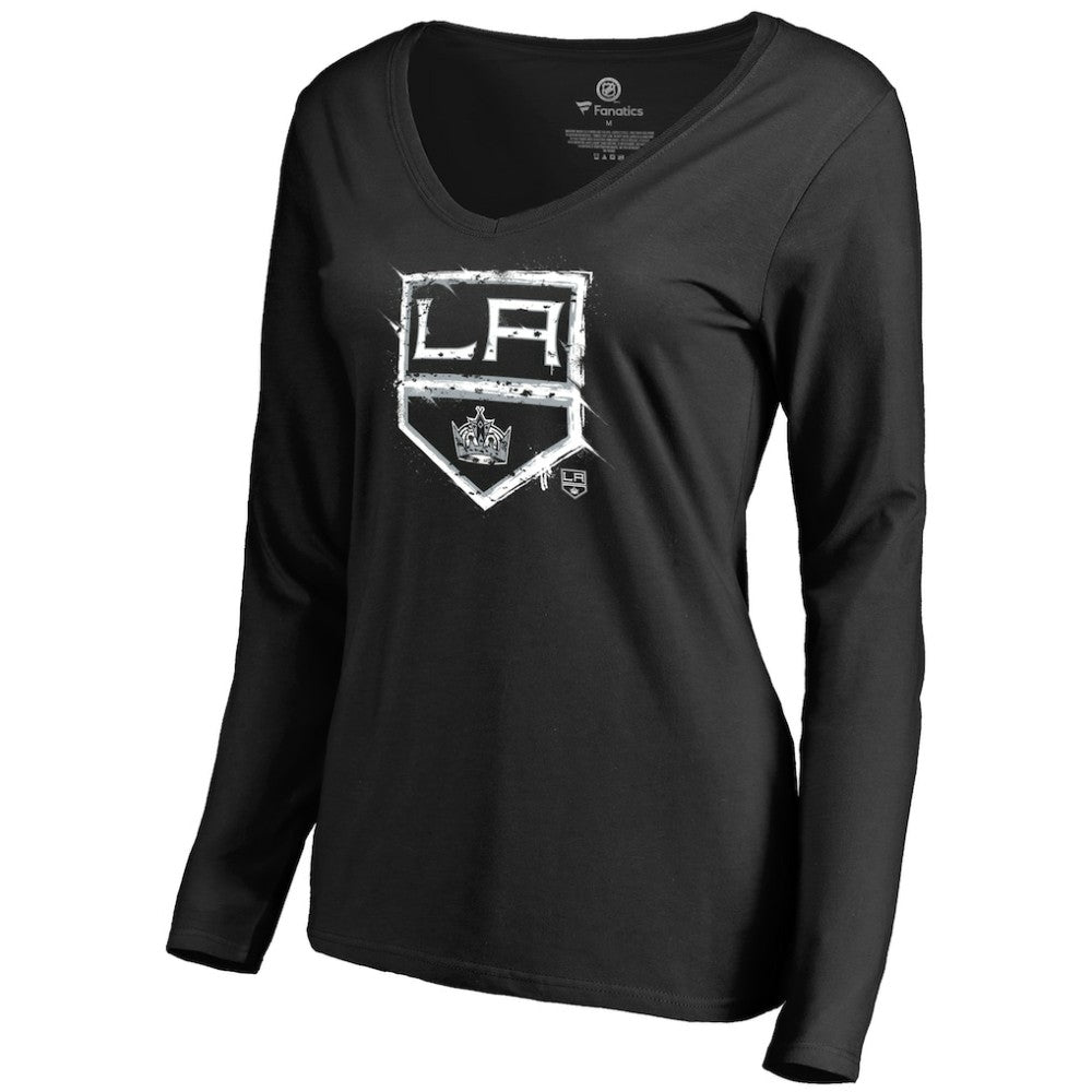 Los Angeles Kings Women's Splatter Logo V-Neck Long Sleeve T-Shirt -  NHL T-shirts