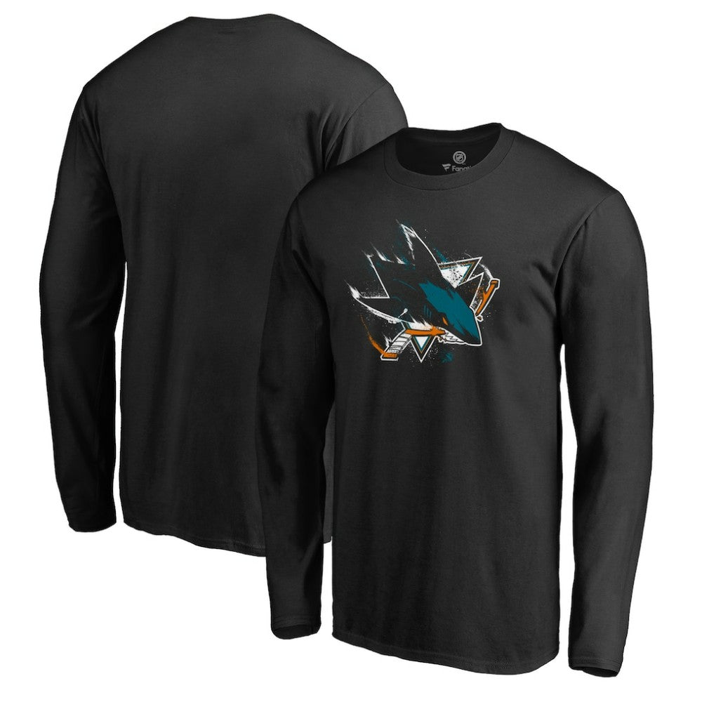 San Jose Sharks Splatter Logo Long Sleeve T-Shirt -  NHL T-shirts