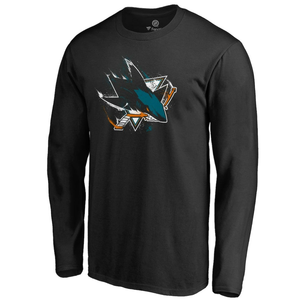 San Jose Sharks Splatter Logo Long Sleeve T-Shirt -  NHL T-shirts